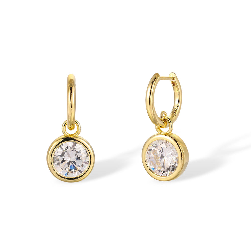 Fastrada 14K Gold Round Bezel Huggie Earrings