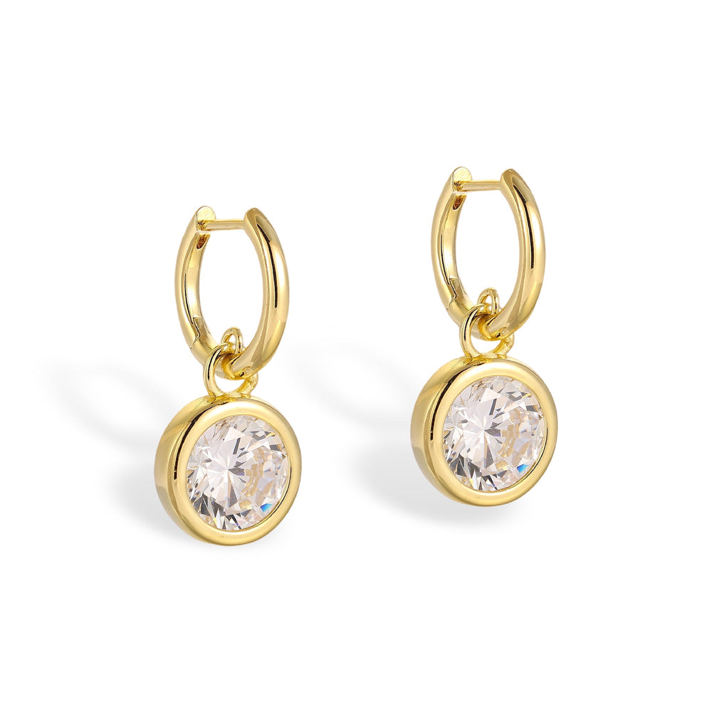 Fastrada 14K Gold Round Bezel Huggie Earrings