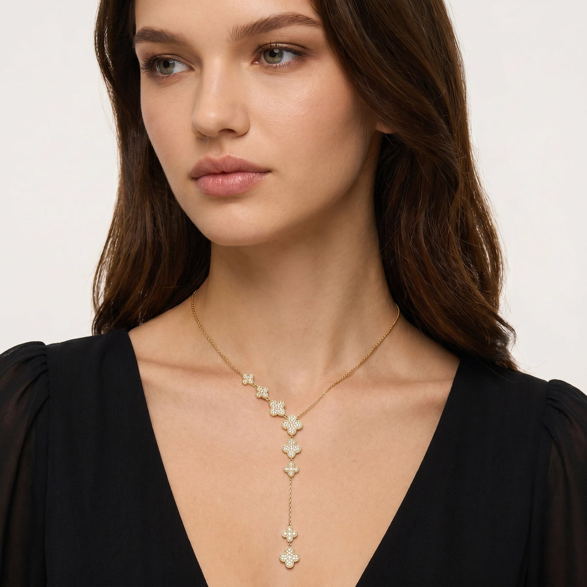 Fastrun 18K Gold Trèfle Y Shape Necklace