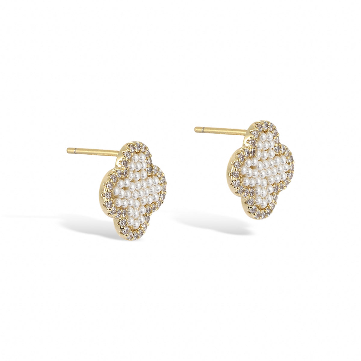 Félicie Four-Leaf 14K Gold Stud Earrings