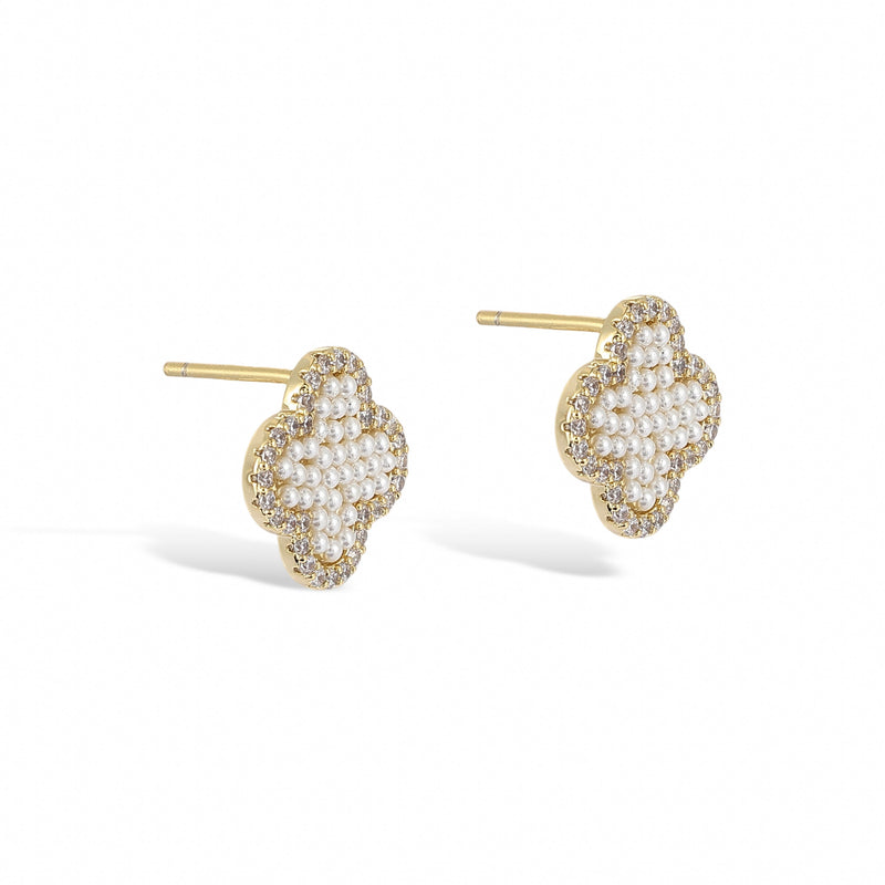 Félicie Four-Leaf 14K Gold Stud Earrings