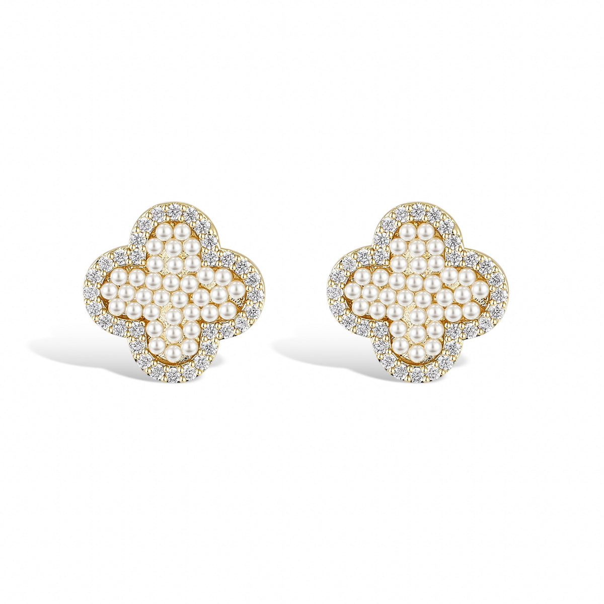 Félicie Four-Leaf 14K Gold Stud Earrings