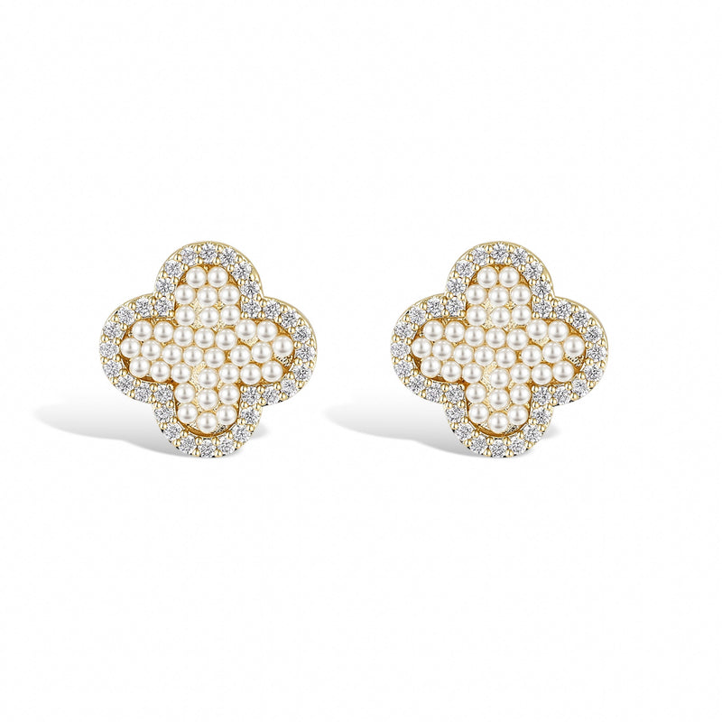 Félicie Four-Leaf 14K Gold Stud Earrings