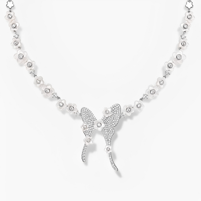 Féminin White Butterfly Necklace