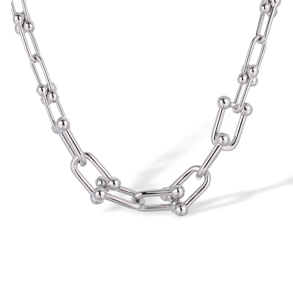Fenja Silver Geometric Joint Chain Necklace