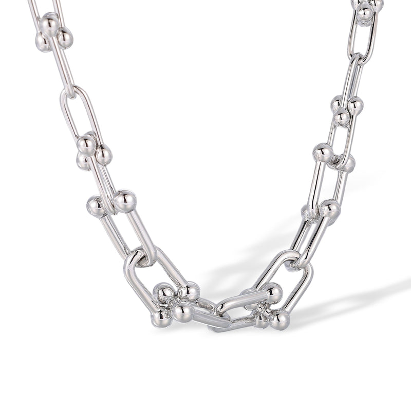 Fenja Silver Geometric Joint Chain Necklace