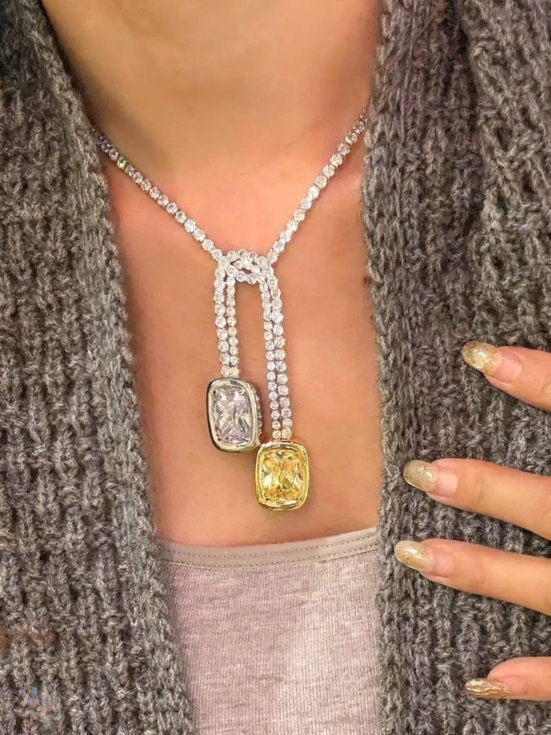 Florealine Yellow Double Cushion Necklace