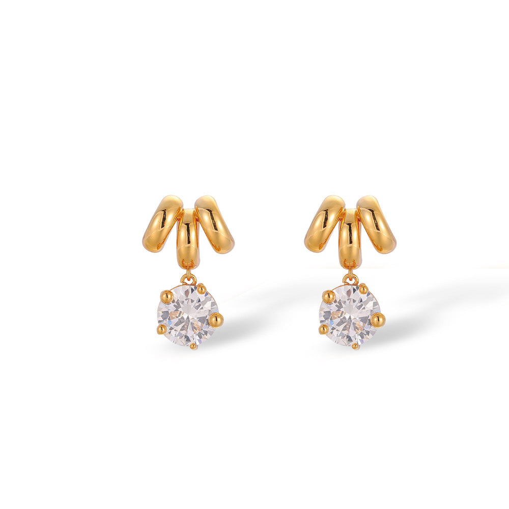 Florentine 14K Gold M Shape Earrings
