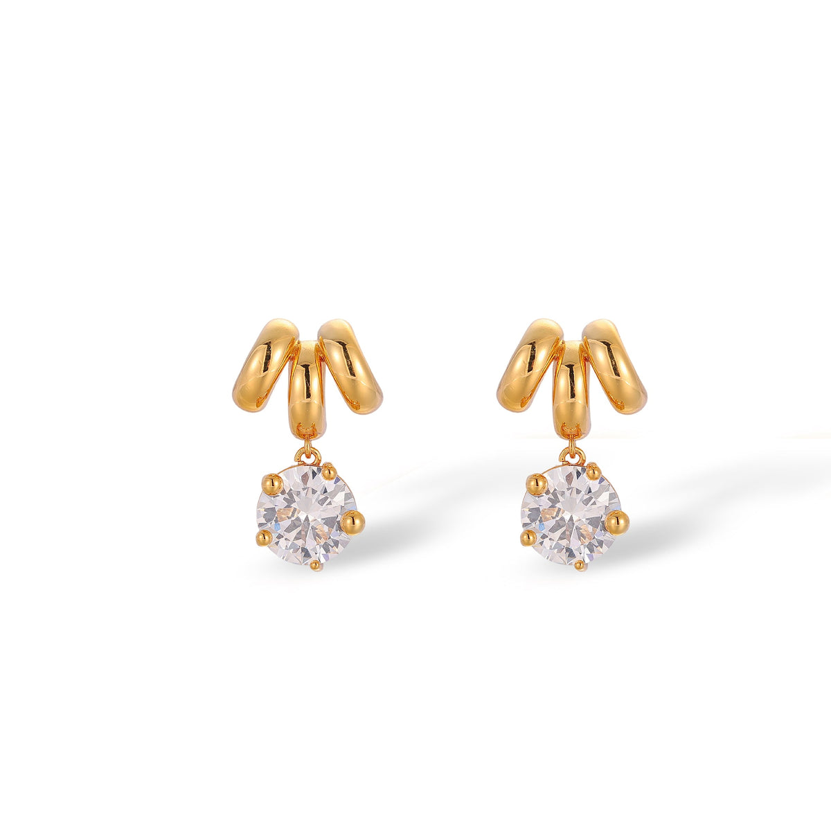 Florentine 14K Gold M Shape Earrings