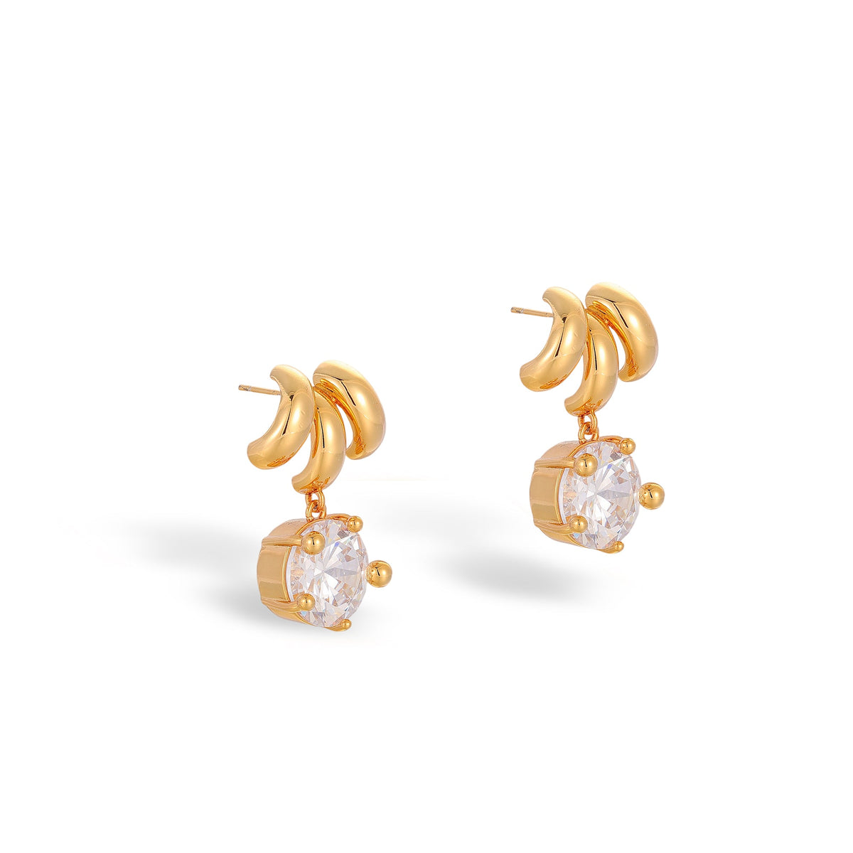 Florentine 14K Gold M Shape Earrings