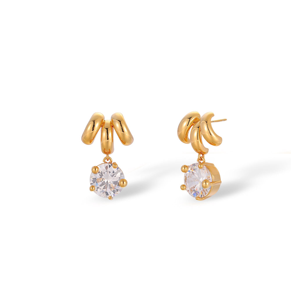 Florentine 14K Gold M Shape Earrings
