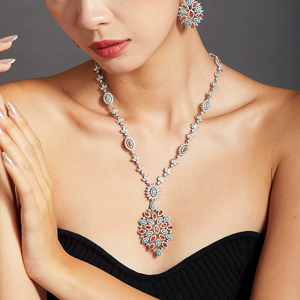 Fredegund Multicolor Snowflake Necklace