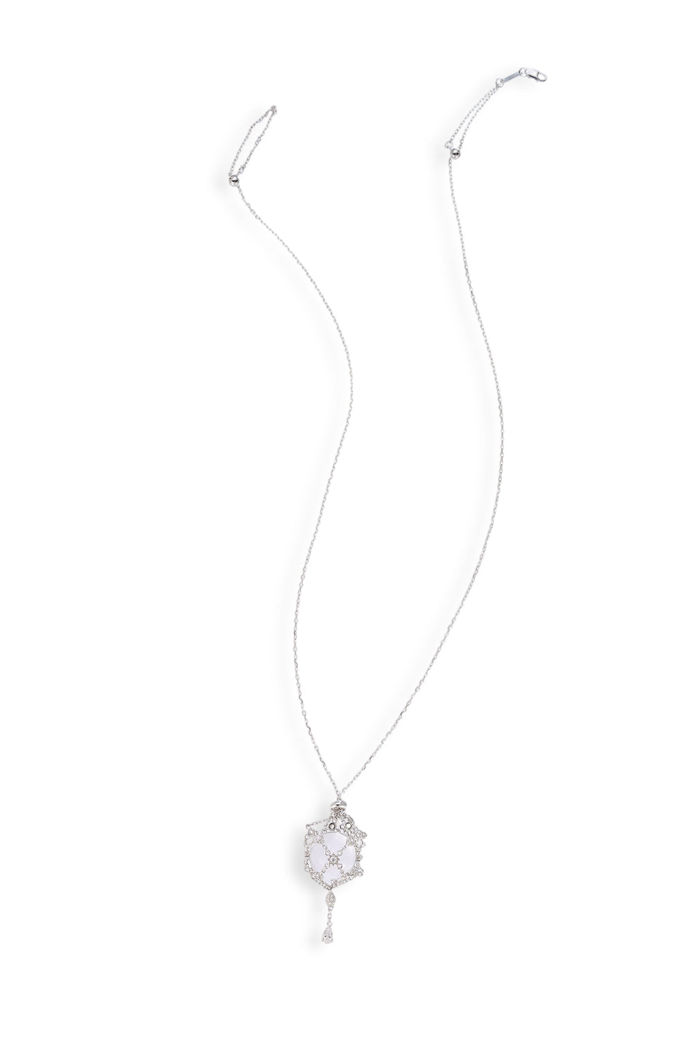 Frehild White Round Crystal Necklace