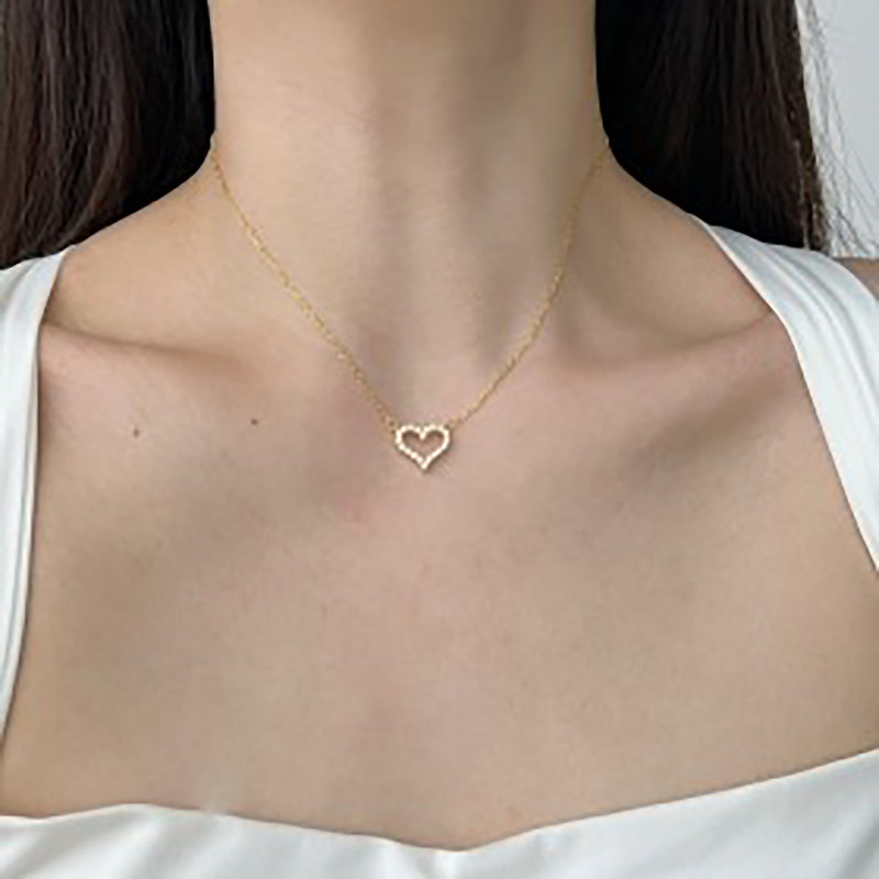 Freyda 18K Gold Hollow Heart Necklace