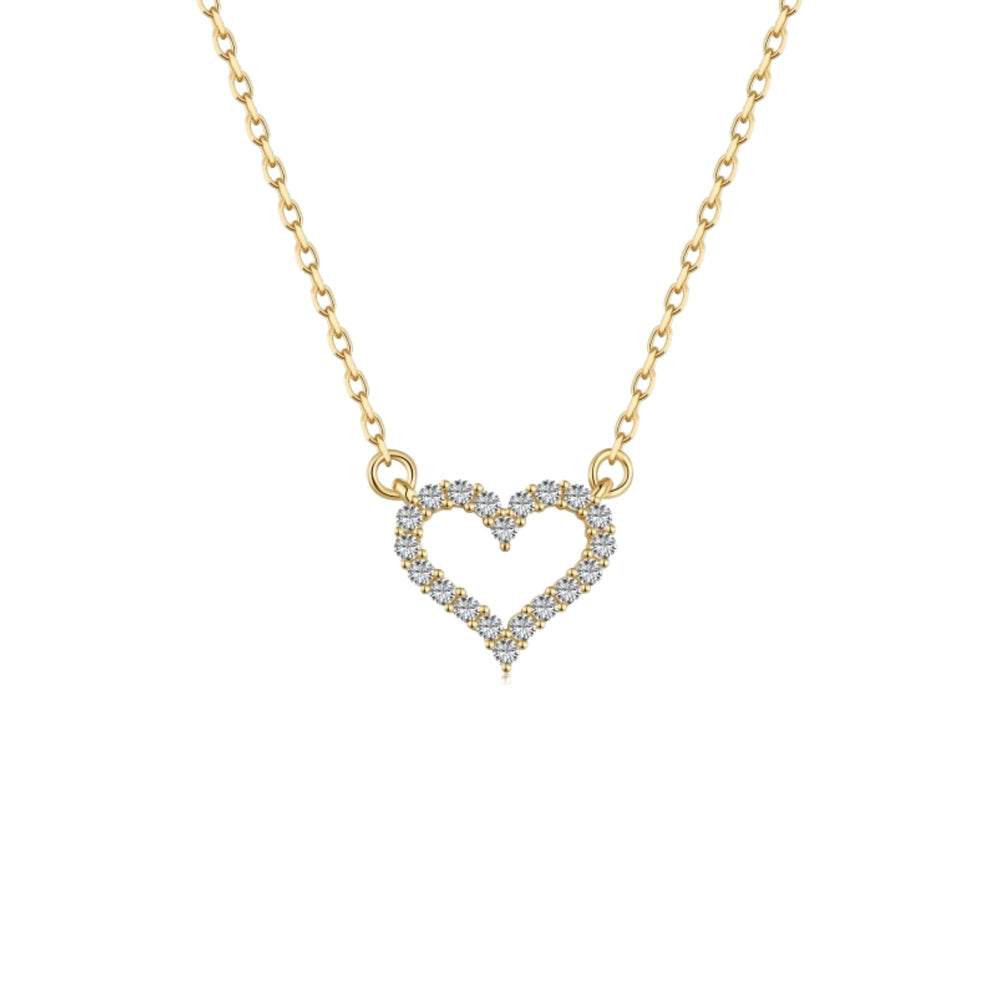 Freyda 18K Gold Hollow Heart Necklace