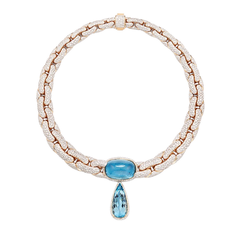 Fridlind 14K Gold Teardrop Cushioon Choker Necklace