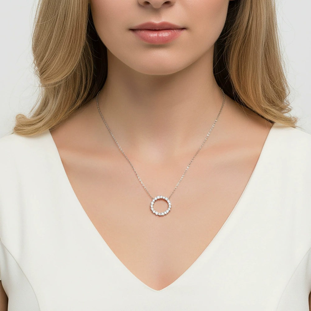 Garance White Hollow Circular Necklace