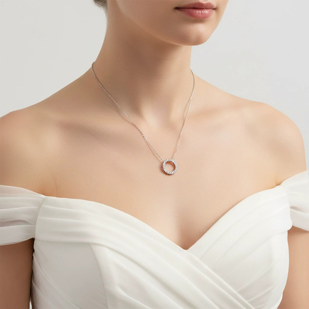 Garance White Hollow Circular Necklace