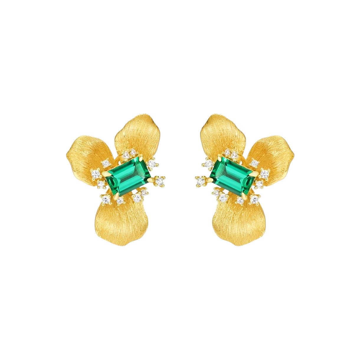 Geralde Green Floral Stud Earrings