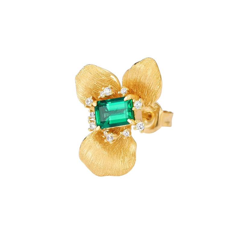 Geralde Green Floral Stud Earrings