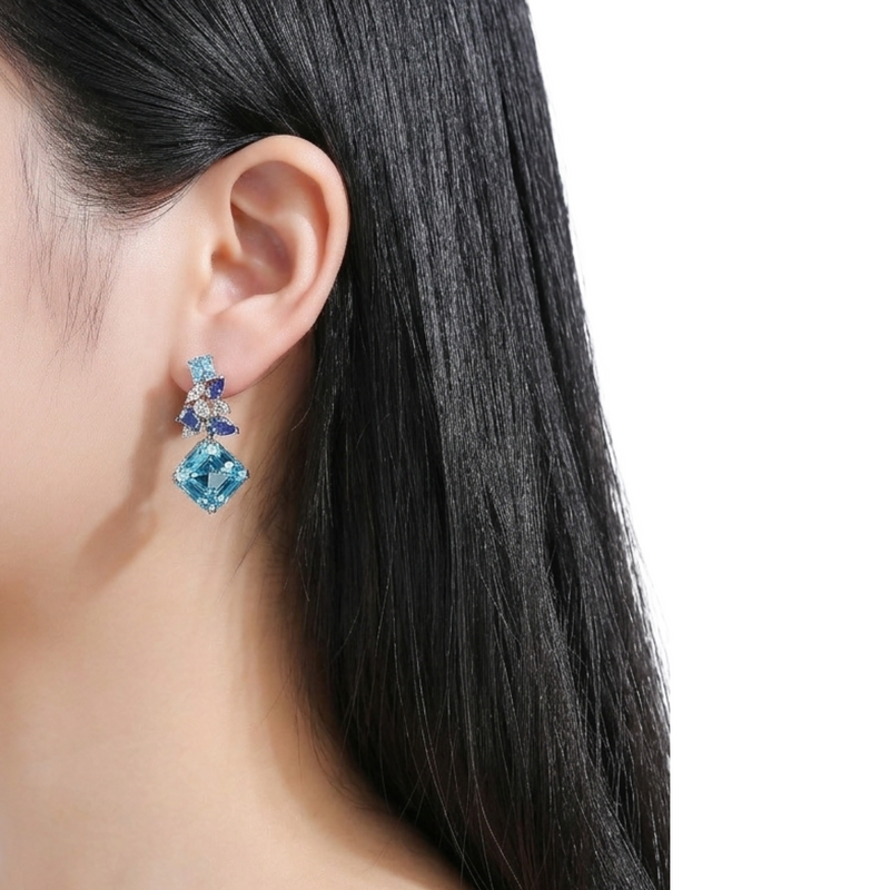Geraldina Blue Square Earrings