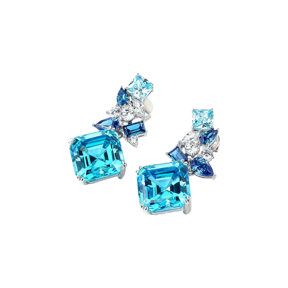 Geraldina Blue Square Earrings