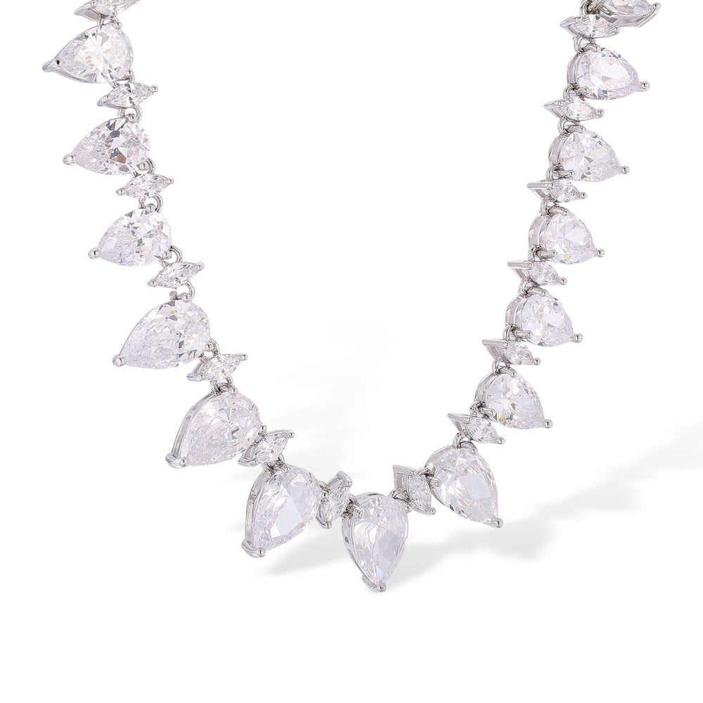 Geraldine White Teardrop Marquise Necklace