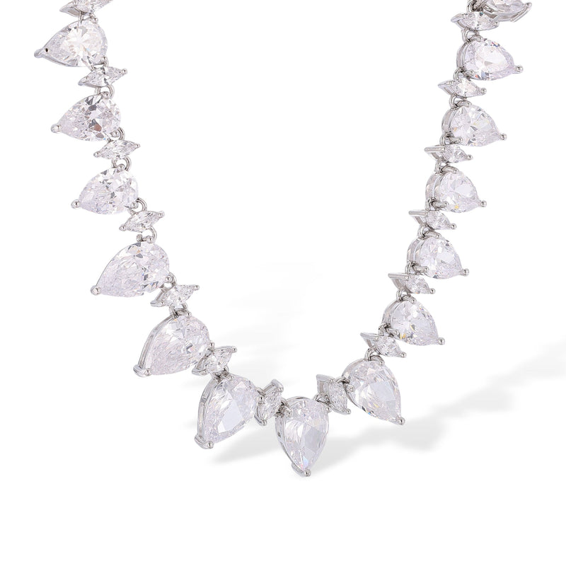 Geraldine White Teardrop Marquise Necklace