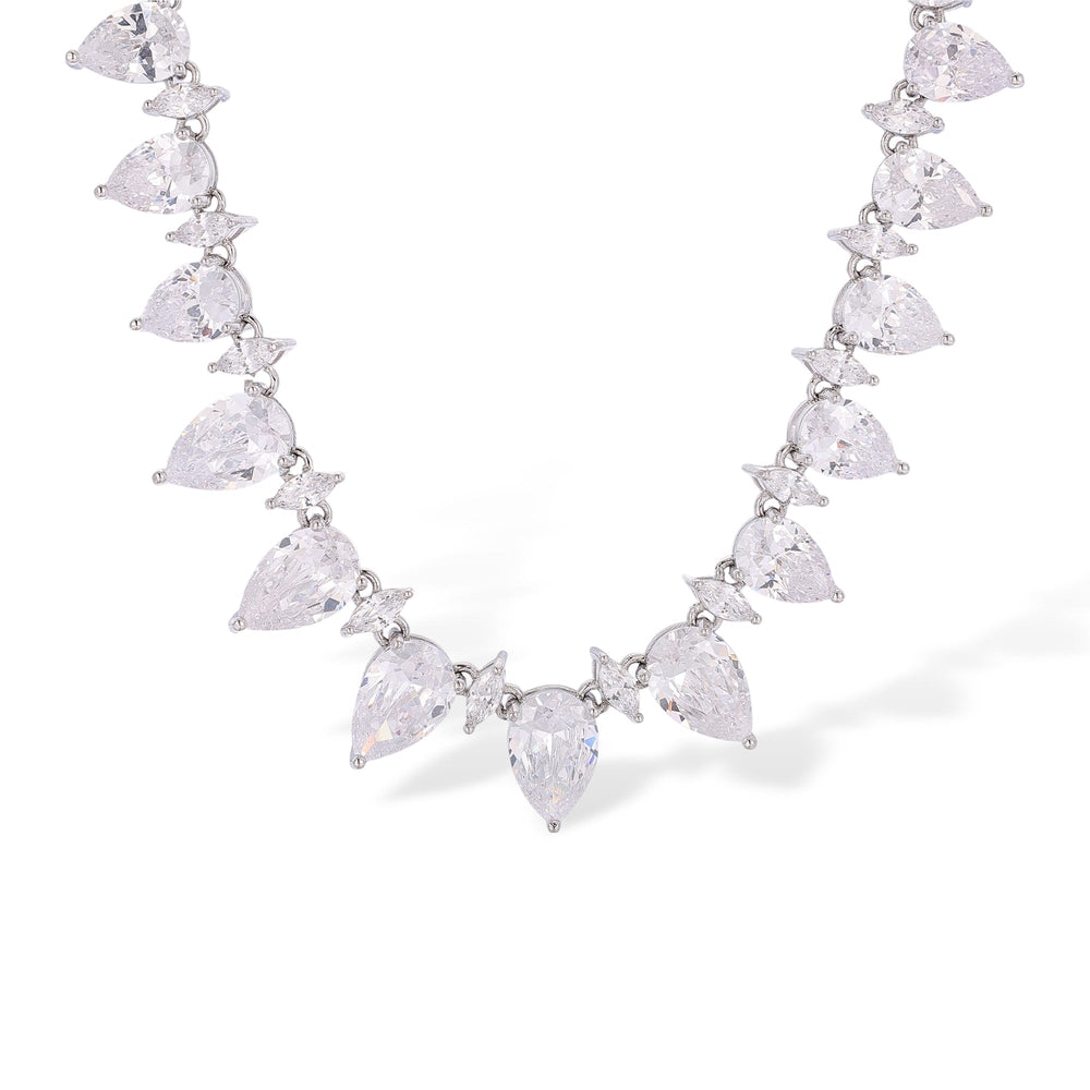Geraldine White Teardrop Marquise Necklace