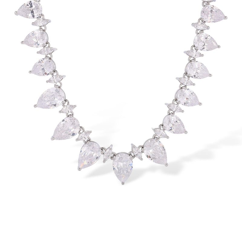 Geraldine White Teardrop Marquise Necklace