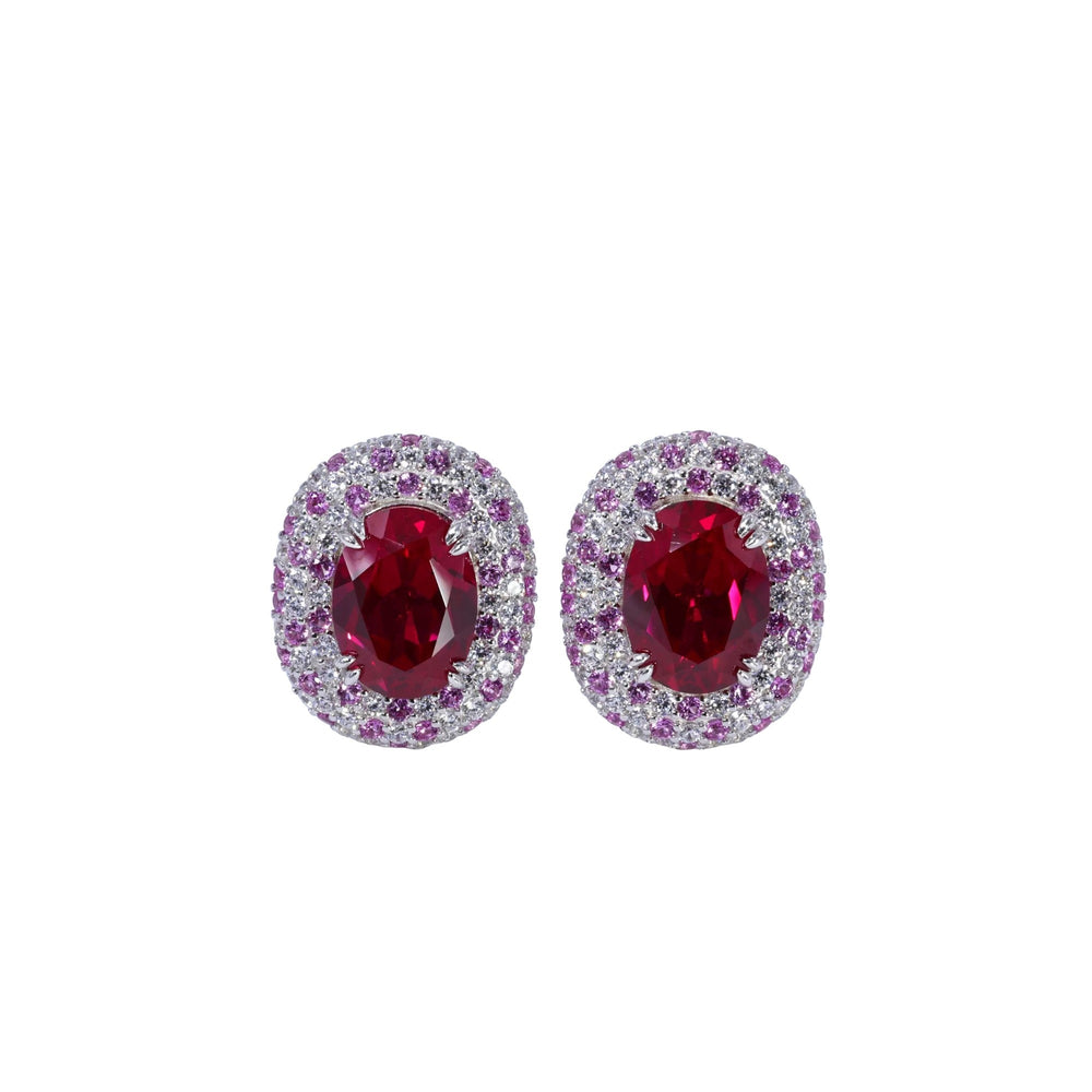Gidèle Red Oval Stud Earrings