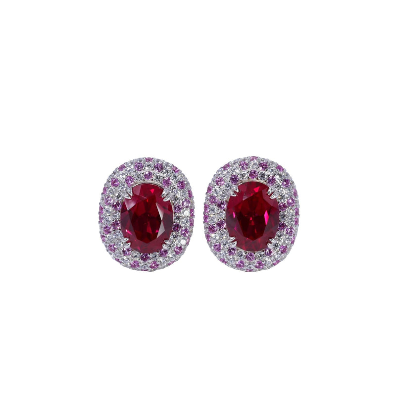 Gidèle Red Oval Stud Earrings