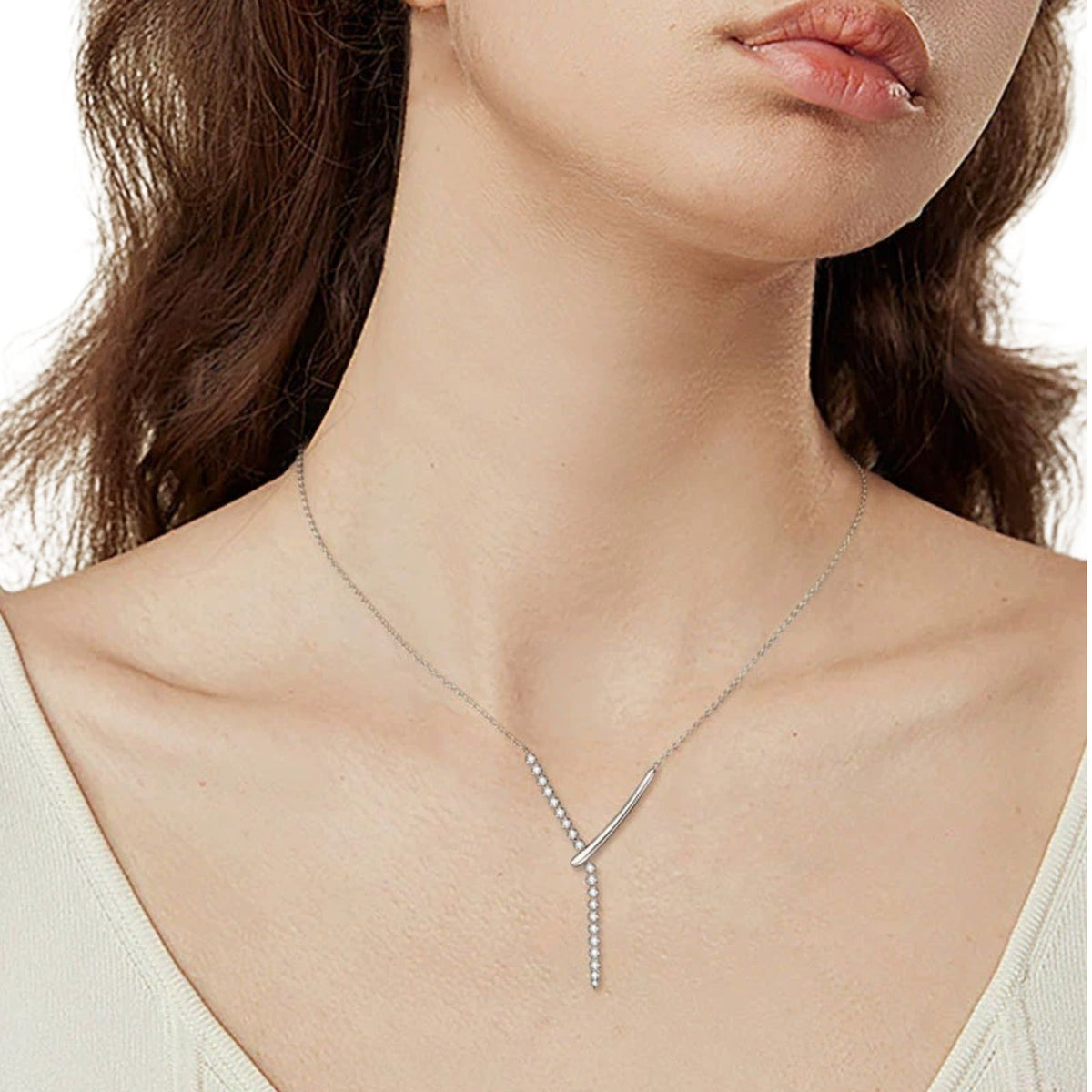 Gilette Y Shape Moissanite Necklace