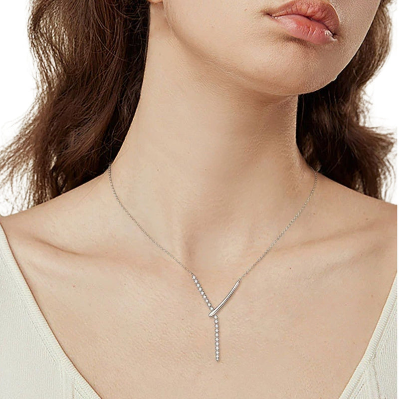 Gilette Y Shape Moissanite Necklace