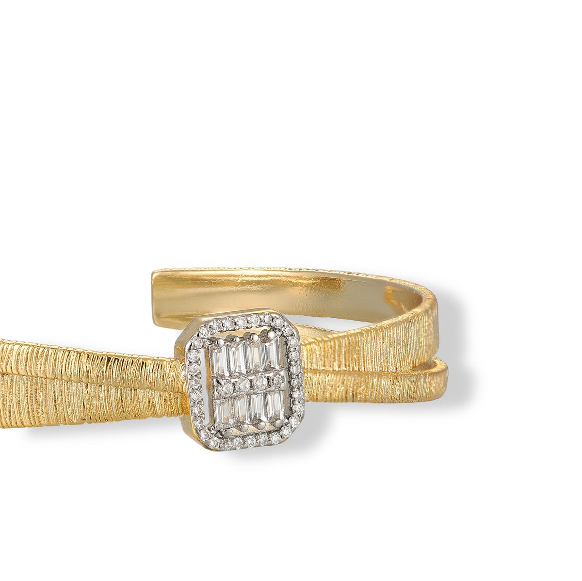 Ginette 14K Gold Cushion Open Bangle