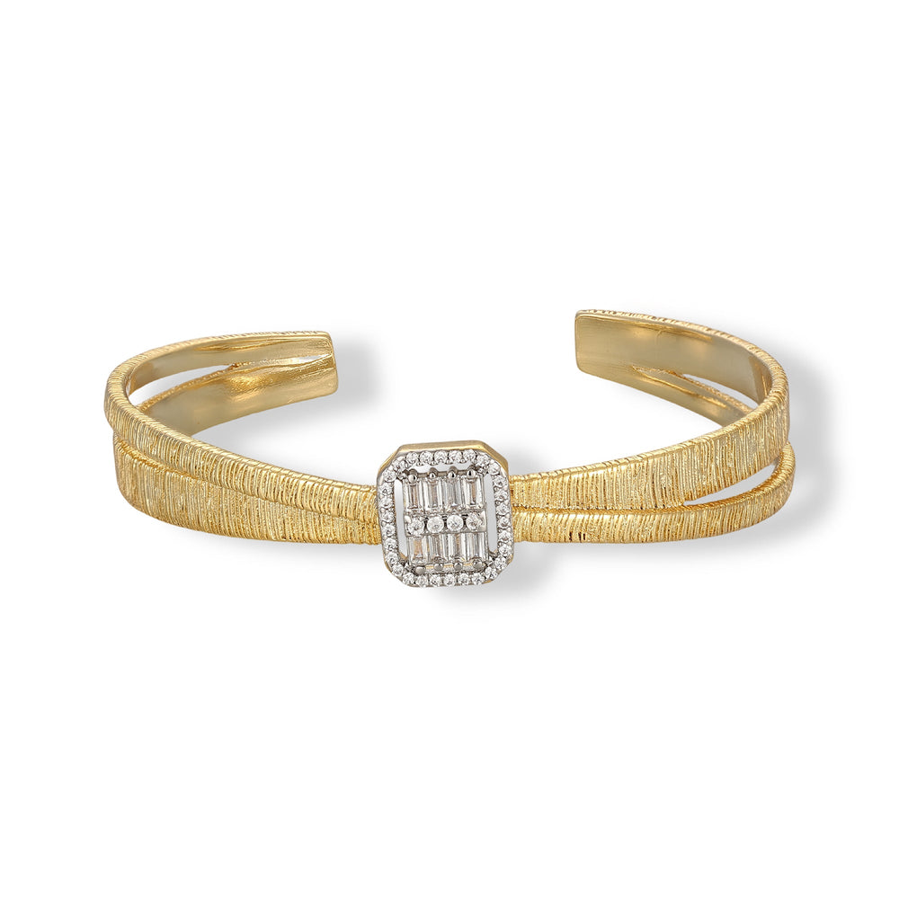 Ginette 14K Gold Cushion Open Bangle