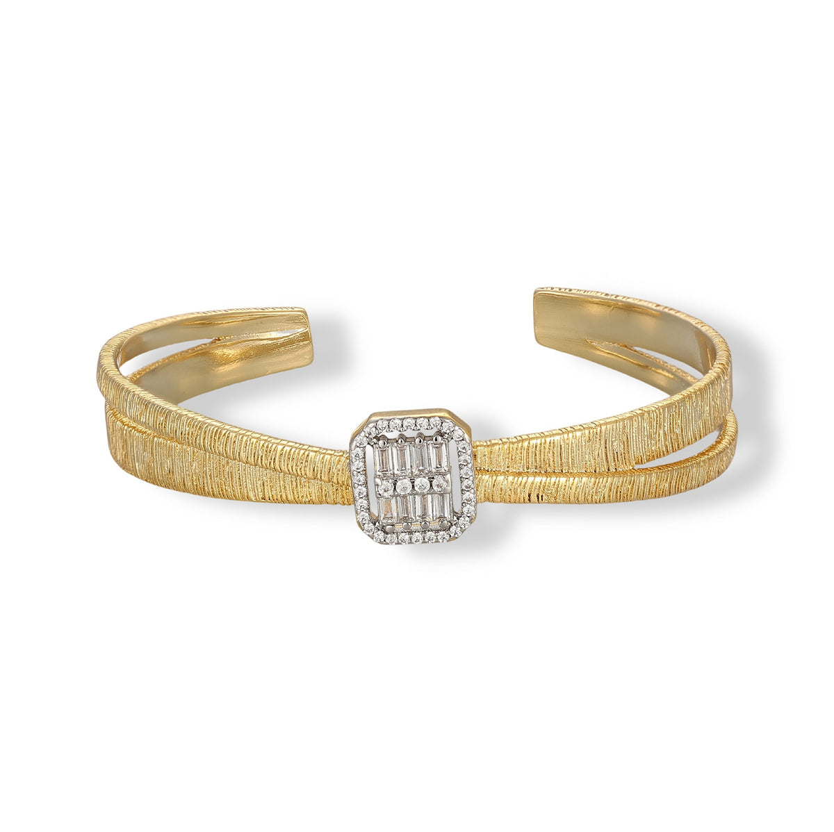 Ginette 14K Gold Cushion Open Bangle