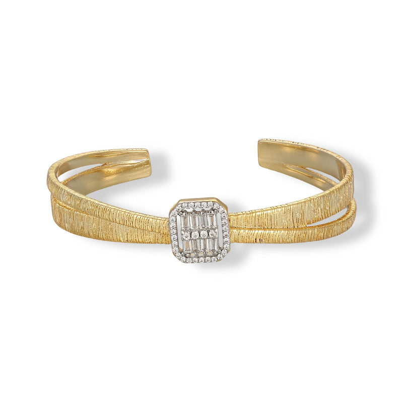 Ginette 14K Gold Cushion Open Bangle