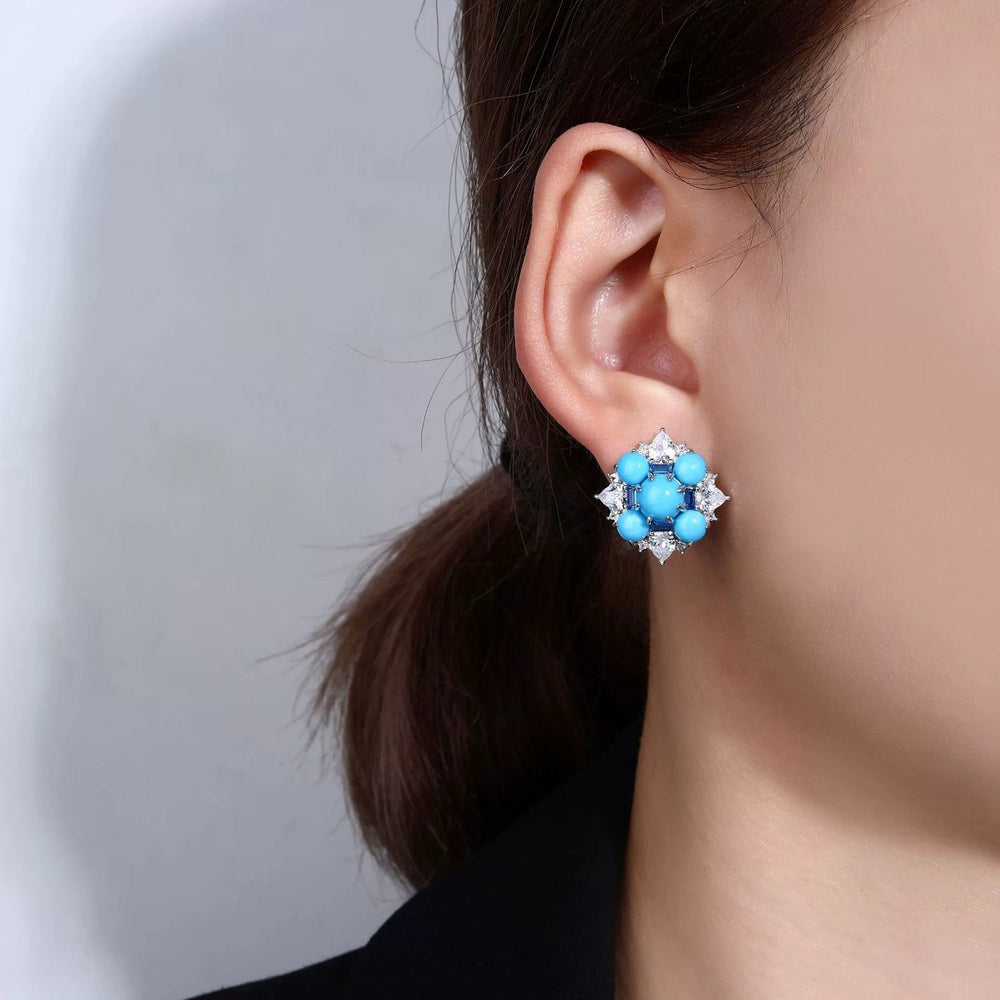 Gisalind Blue Floral Turquoise Earrings