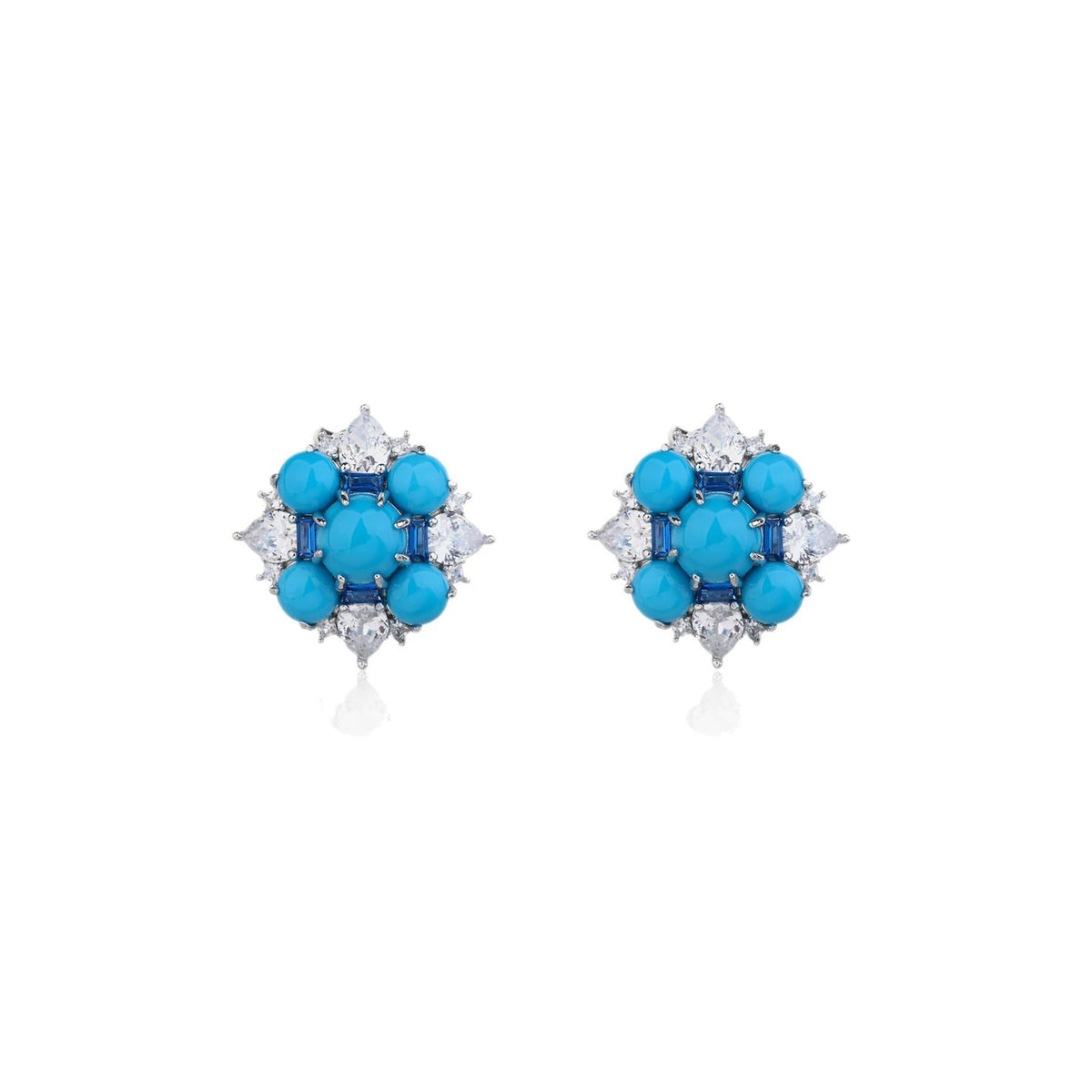 Gisalind Blue Floral Turquoise Earrings