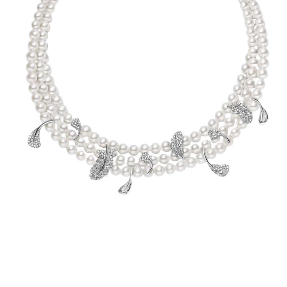 Giswind White Pearl Feather Choker Necklace