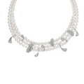 Giswind White Pearl Feather Choker Necklace
