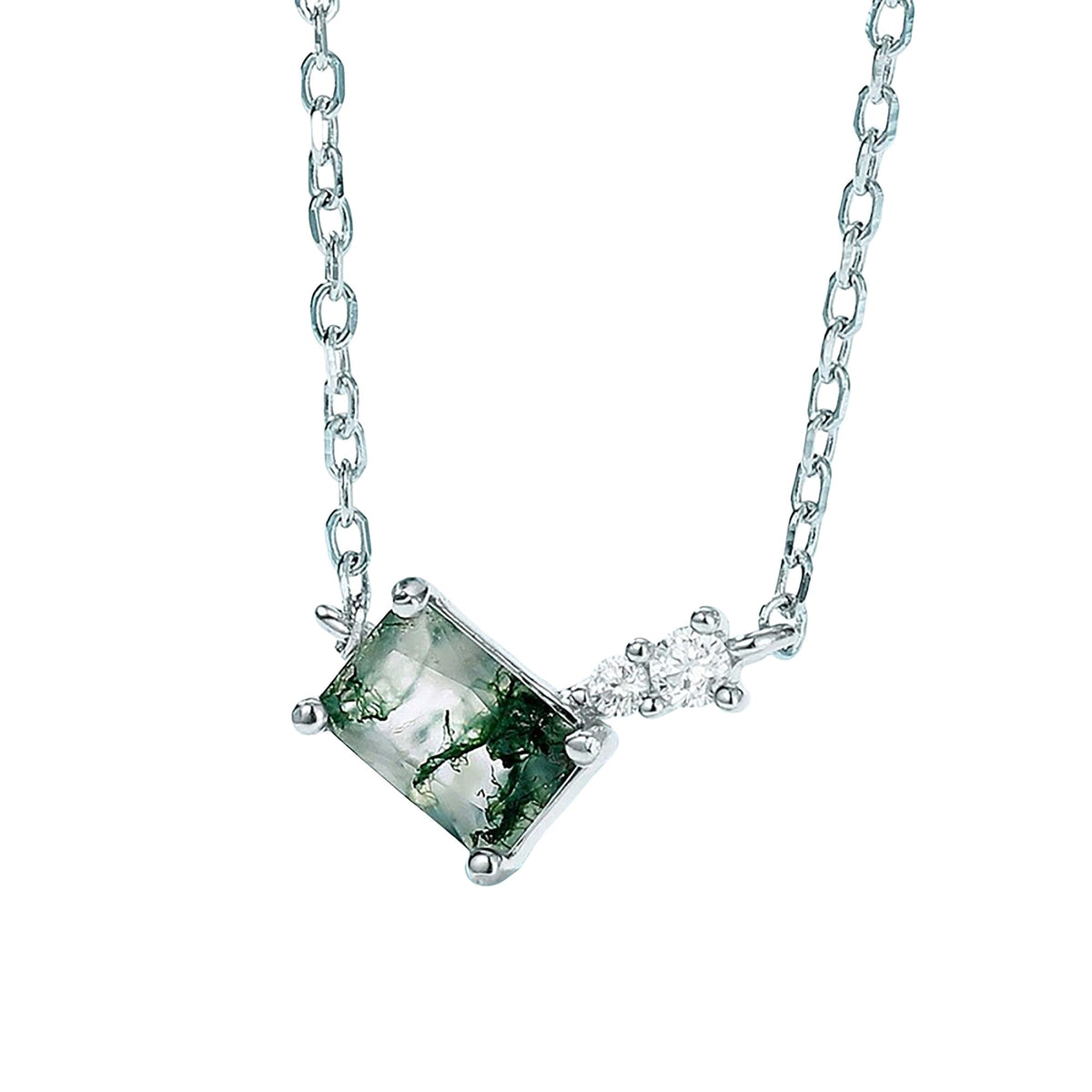 Glawdys Moss Green Rectangular Necklace