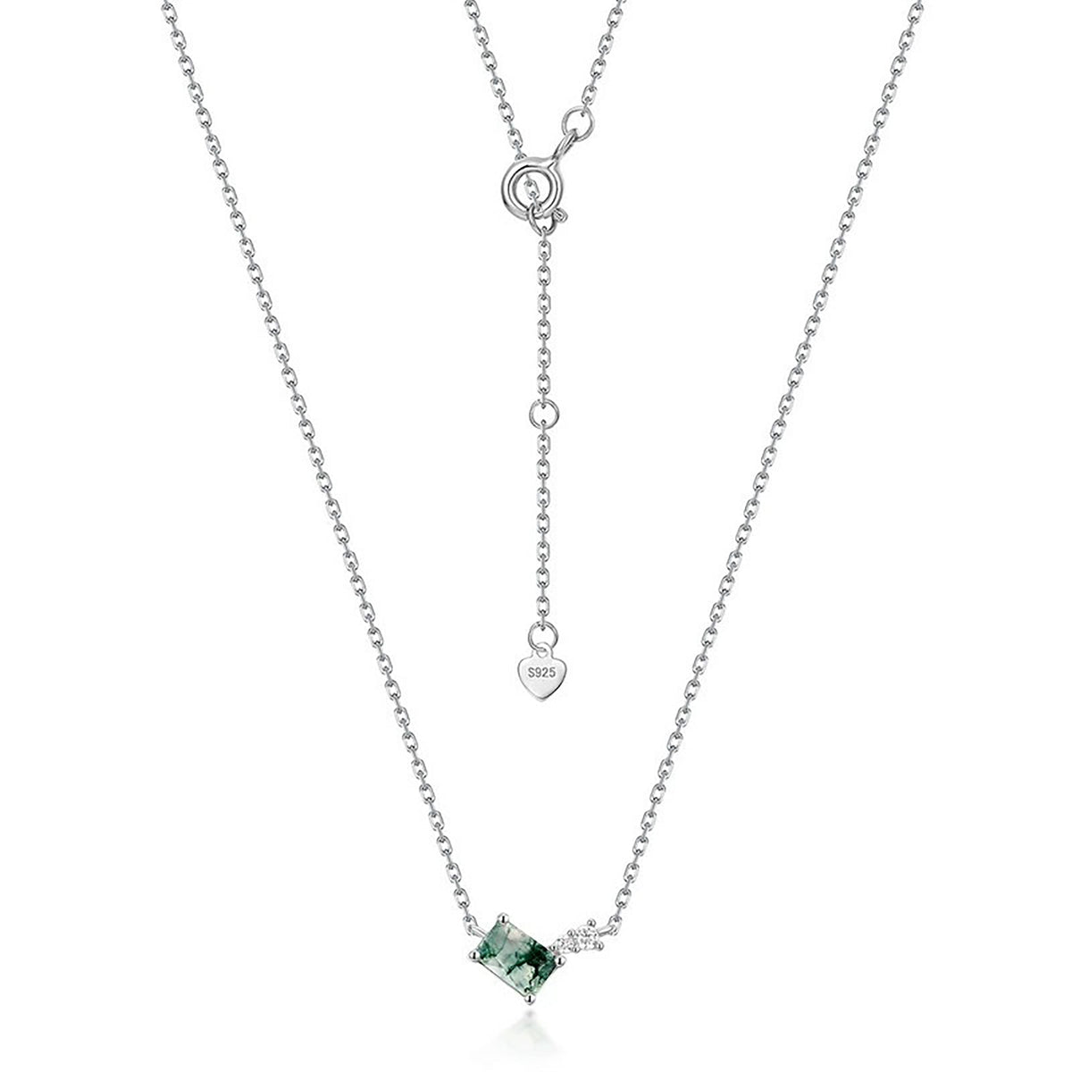 Glawdys Moss Green Rectangular Necklace