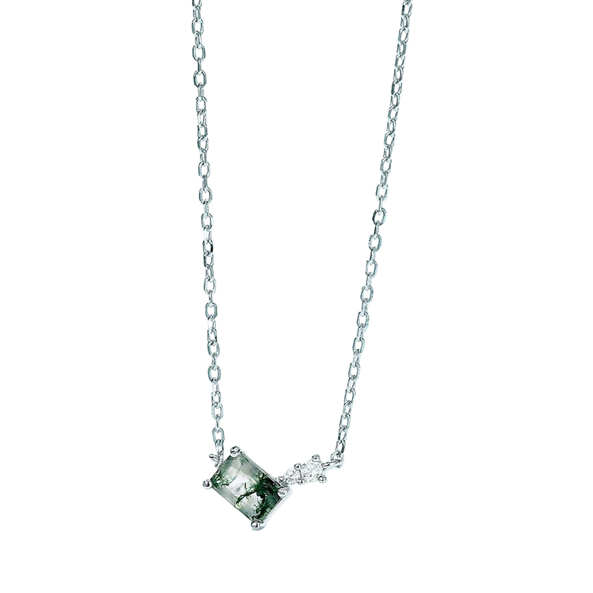 Glawdys Moss Green Rectangular Necklace