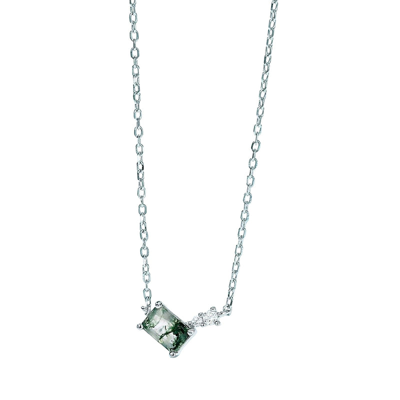 Glawdys Moss Green Rectangular Necklace
