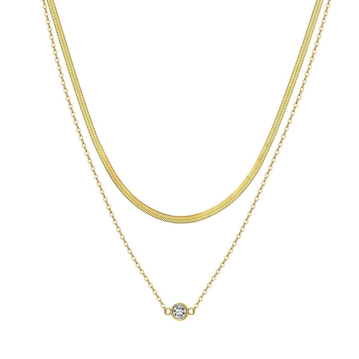Godlind 14K Gold Round Double-Layer Necklace