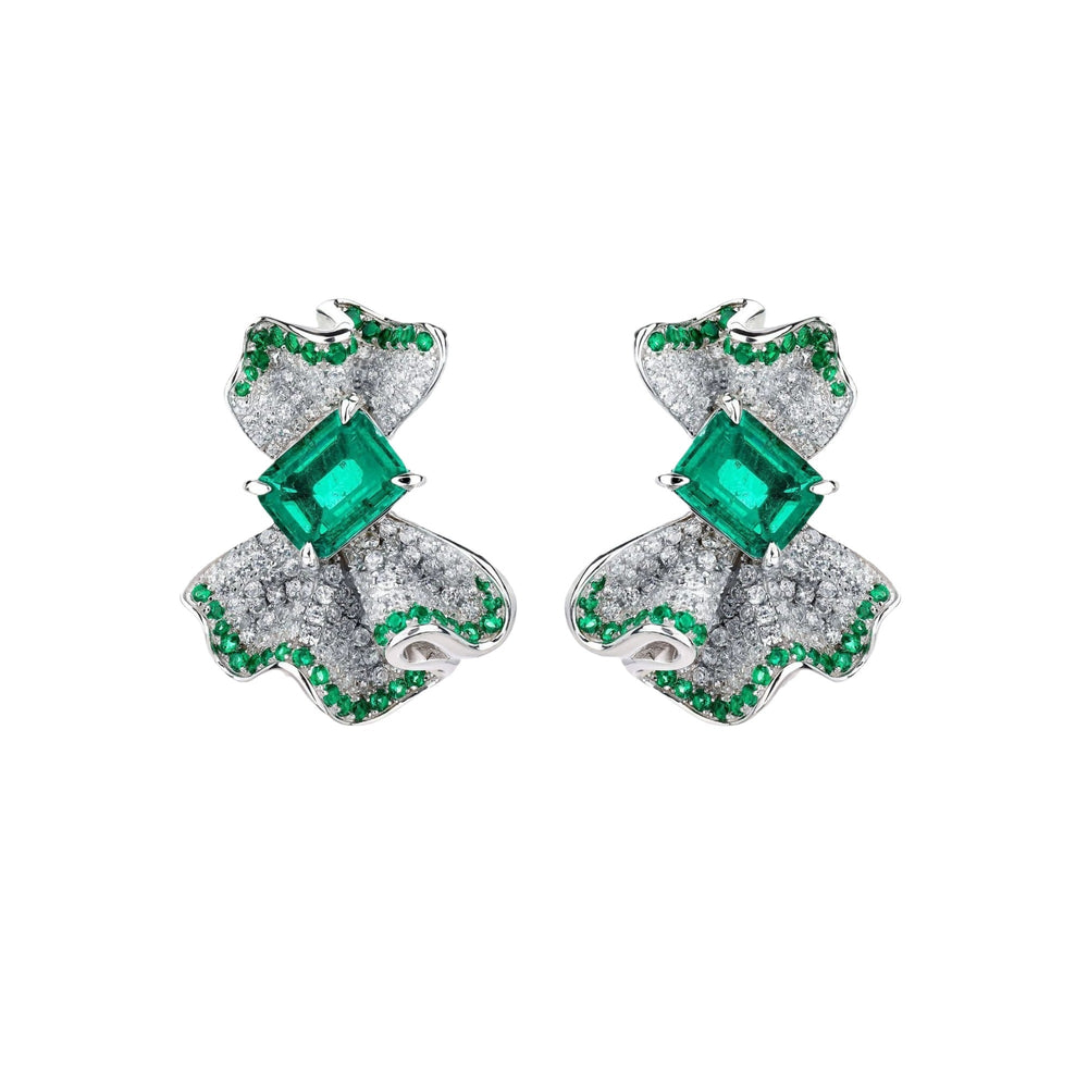 Gracianne Emerald Green Ribbon Stud Earrings