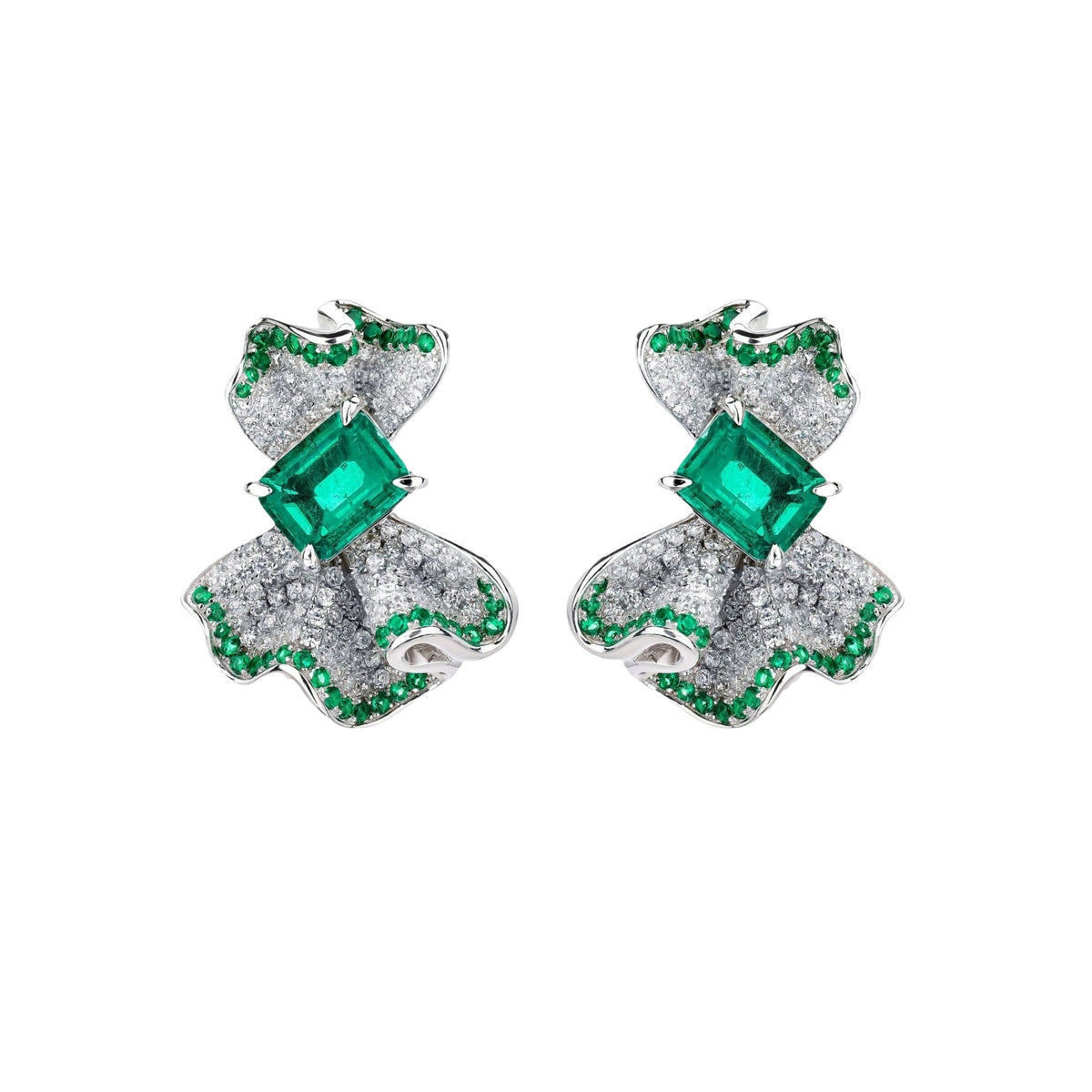 Gracianne Emerald Green Ribbon Stud Earrings