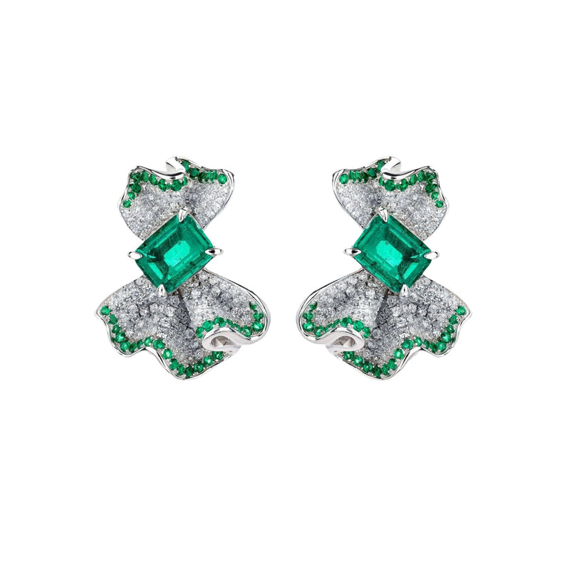 Gracianne Emerald Green Ribbon Stud Earrings